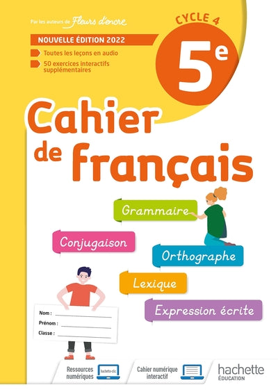 CAHIER DE FRANCAIS CYCLE 4/5E - CAHIER D'ACTIVITES - ED. 2022